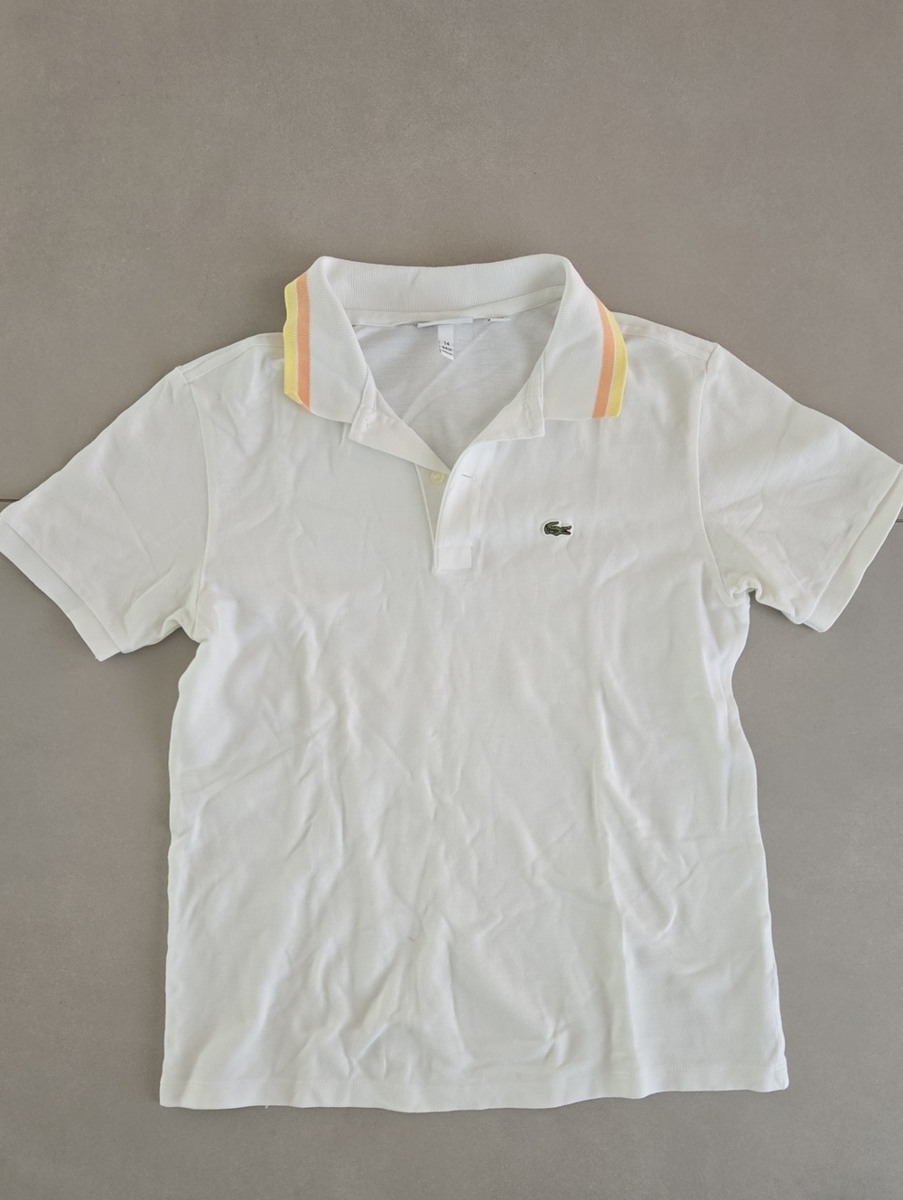 Lacoste Kids White Polo Shirt With Logo Size 14